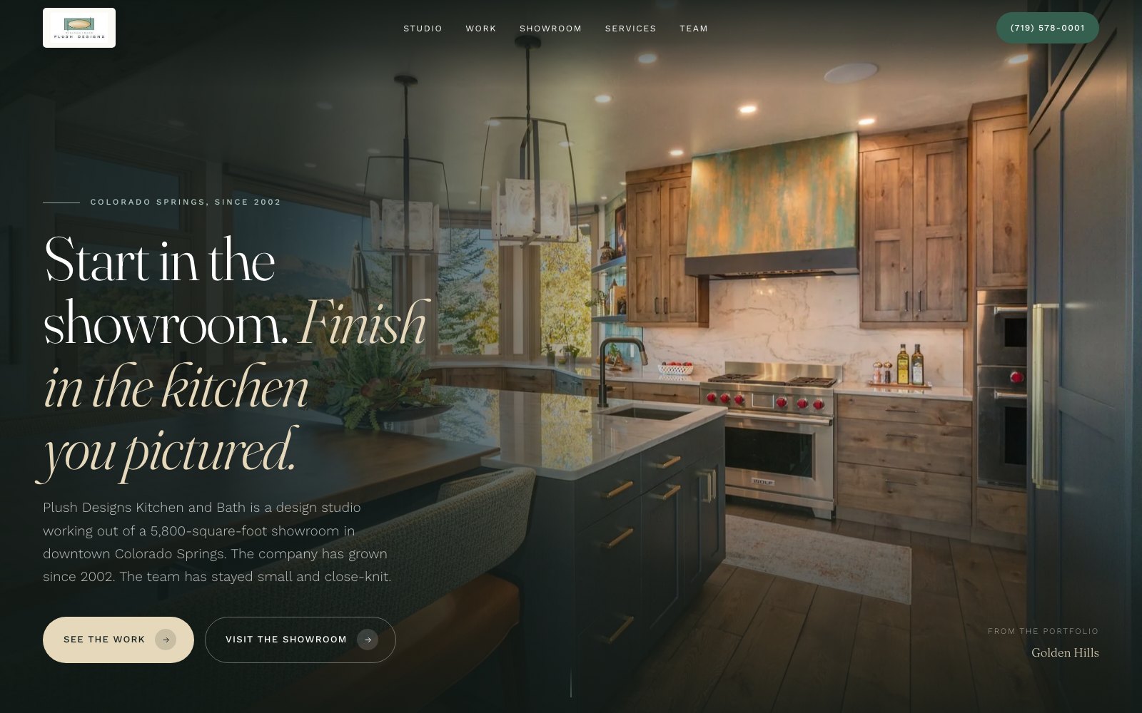 The new Plush Designs Kitchen and Bath homepage concept