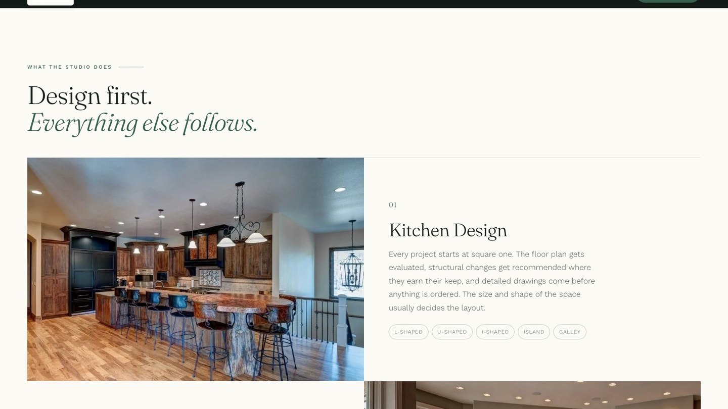 The services section of the new homepage